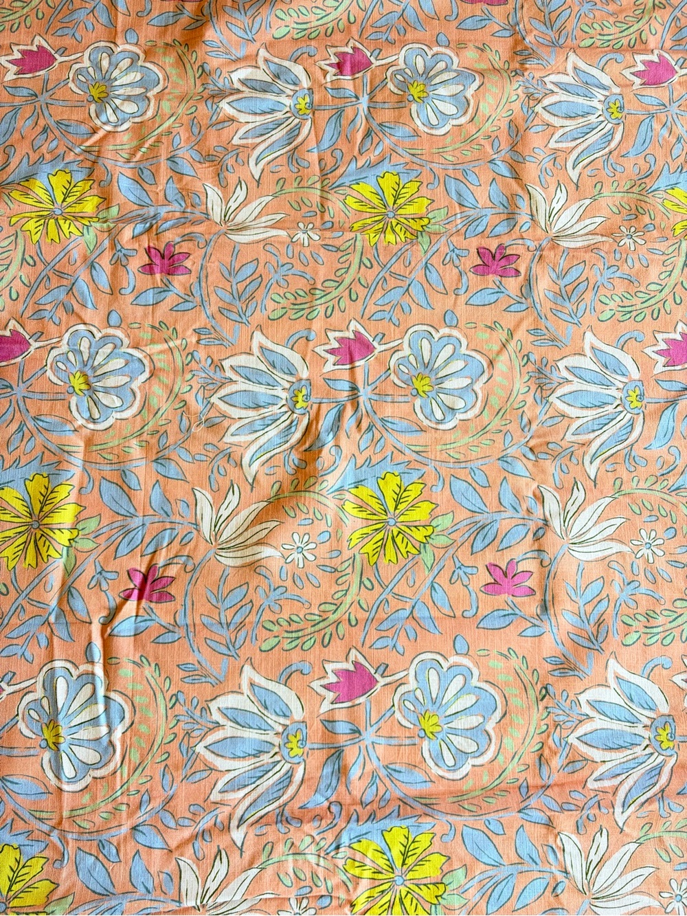 Anthropologie Shower Curtain Floral Light Blue and Coral, NWOT, 72x72in - Picture 7 of 7